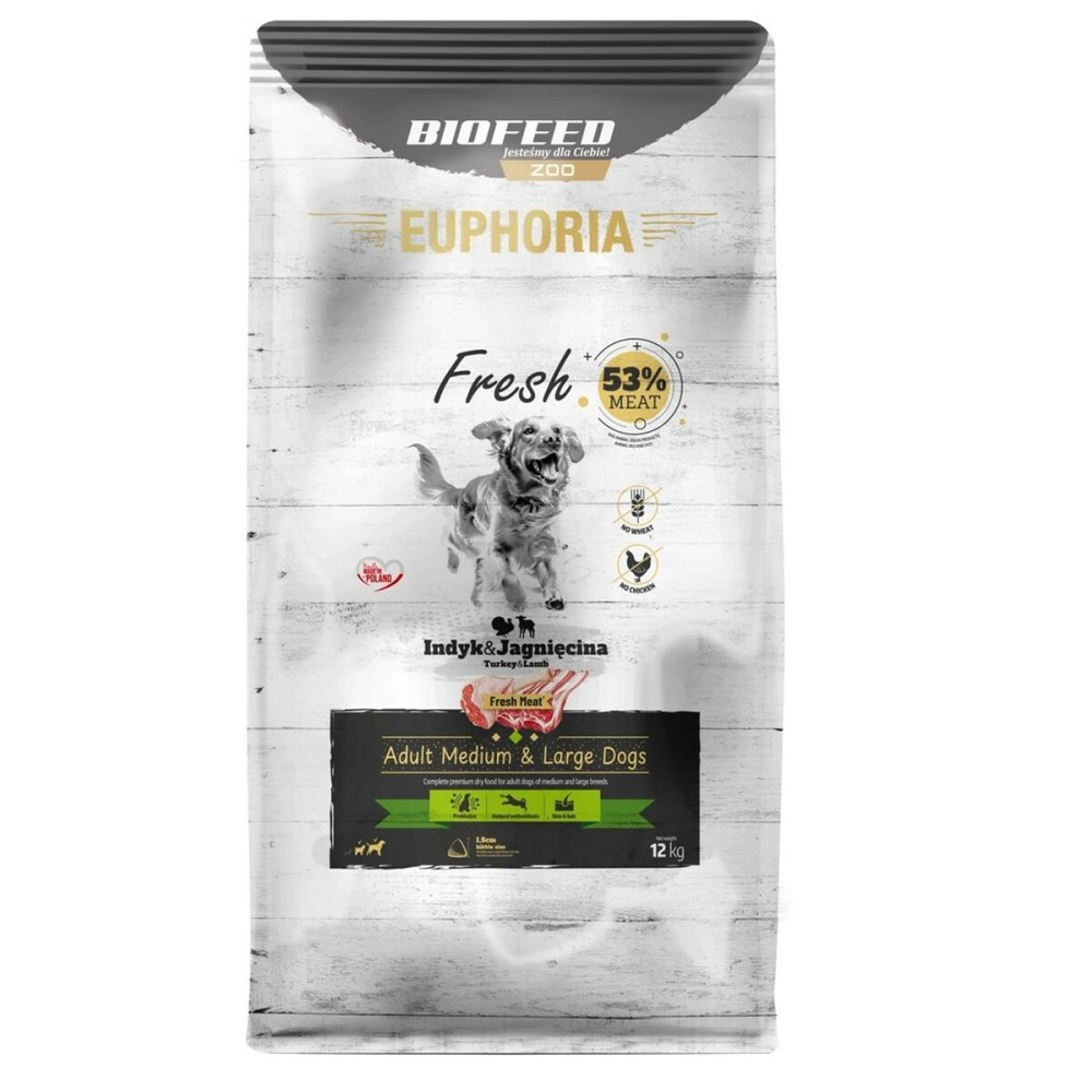 Nourriture Biofeed Euphoria Fresh Adult Medium & Large Turkey with lamb Dinde 12 kg Adulte 12,7 KG