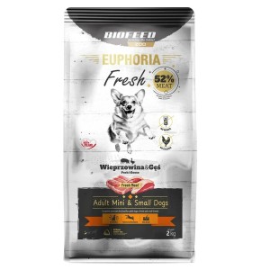 Futter Biofeed Euphoria Fresh Adult Mini & Small Pork with goose Schwein 2 Kg Erwachsener 2,3 Kg