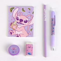 School Case with Accessories Stitch Pink