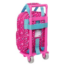 School Rucksack with Wheels Pinypon Blue Pink 20 x 28 x 8 cm