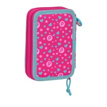 Doppel-Federtasche Pinypon Blau Rosa 12.5 x 19.5 x 4 cm (28 Stücke)