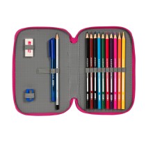 Doppel-Federtasche Pinypon Blau Rosa 12.5 x 19.5 x 4 cm (28 Stücke)