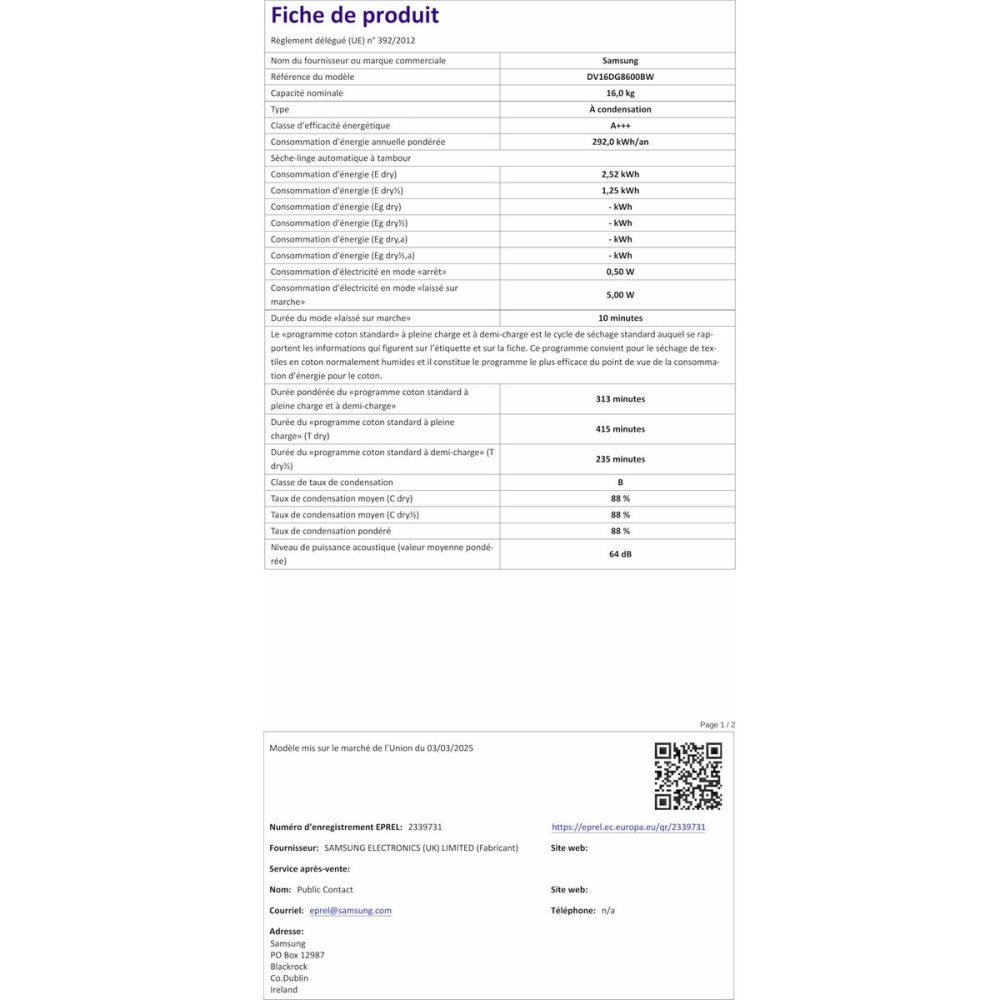 Kondensationstrockner Samsung DV16DG8600BW