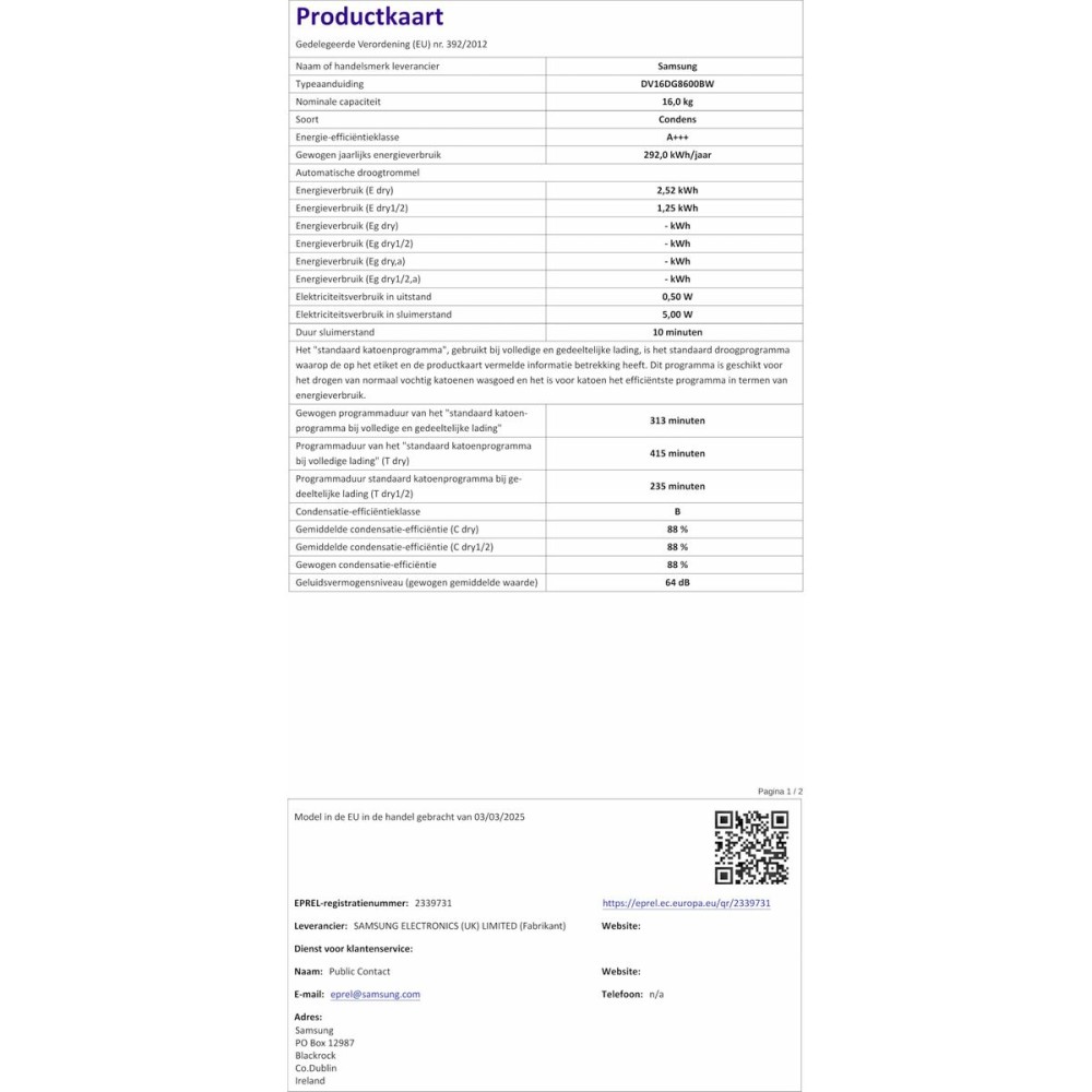 Kondensationstrockner Samsung DV16DG8600BW