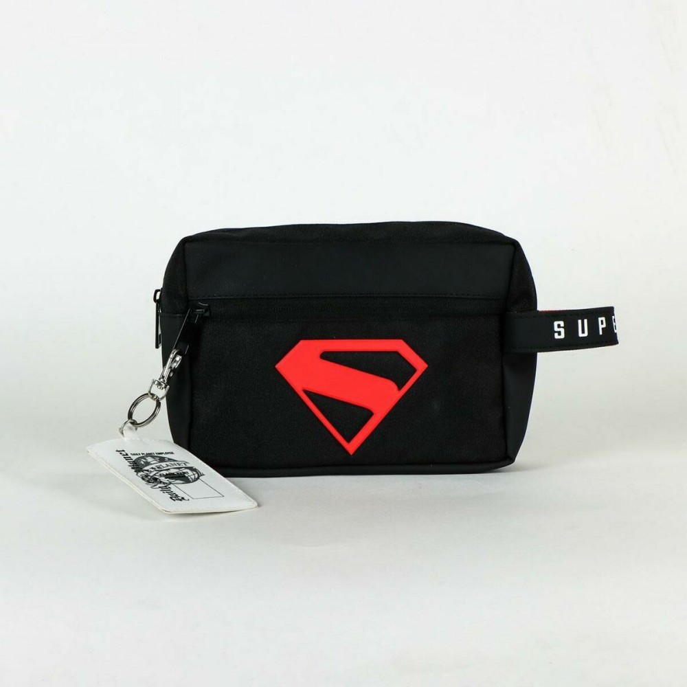 Kinder-Kulturbeutel Superman Schwarz 100 % Polyurethan Moderne 22 x 16 x 0,8 cm