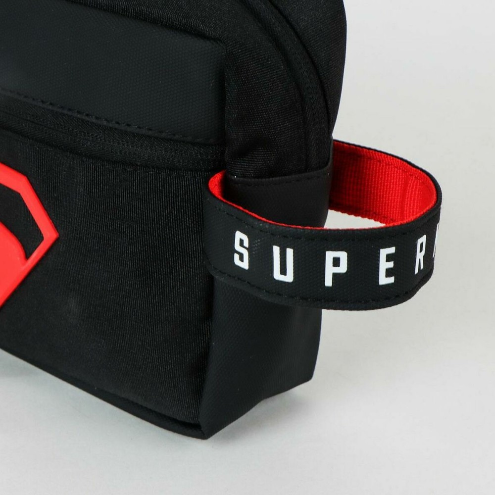 Kinder-Kulturbeutel Superman Schwarz 100 % Polyurethan Moderne 22 x 16 x 0,8 cm