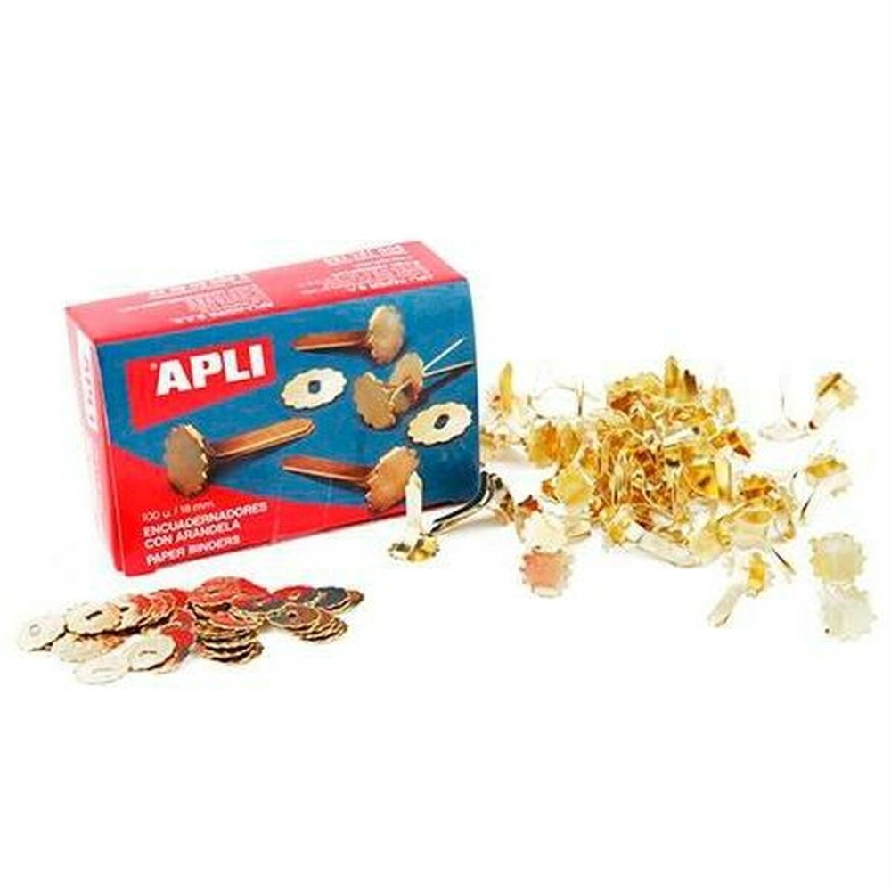 Metal binders Apli Golden 25 mm 100 Pieces (10 Units)