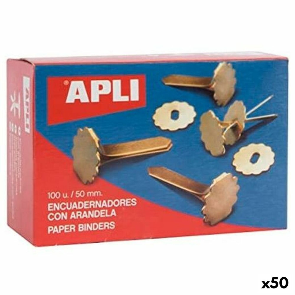 Reliures métalliques Apli Doré 50 mm 100 Pièces (50 Unités)