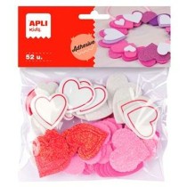 Eva Rubber Apli Multicolour Eva Rubber Hearts (52 Pieces) (5 Units)