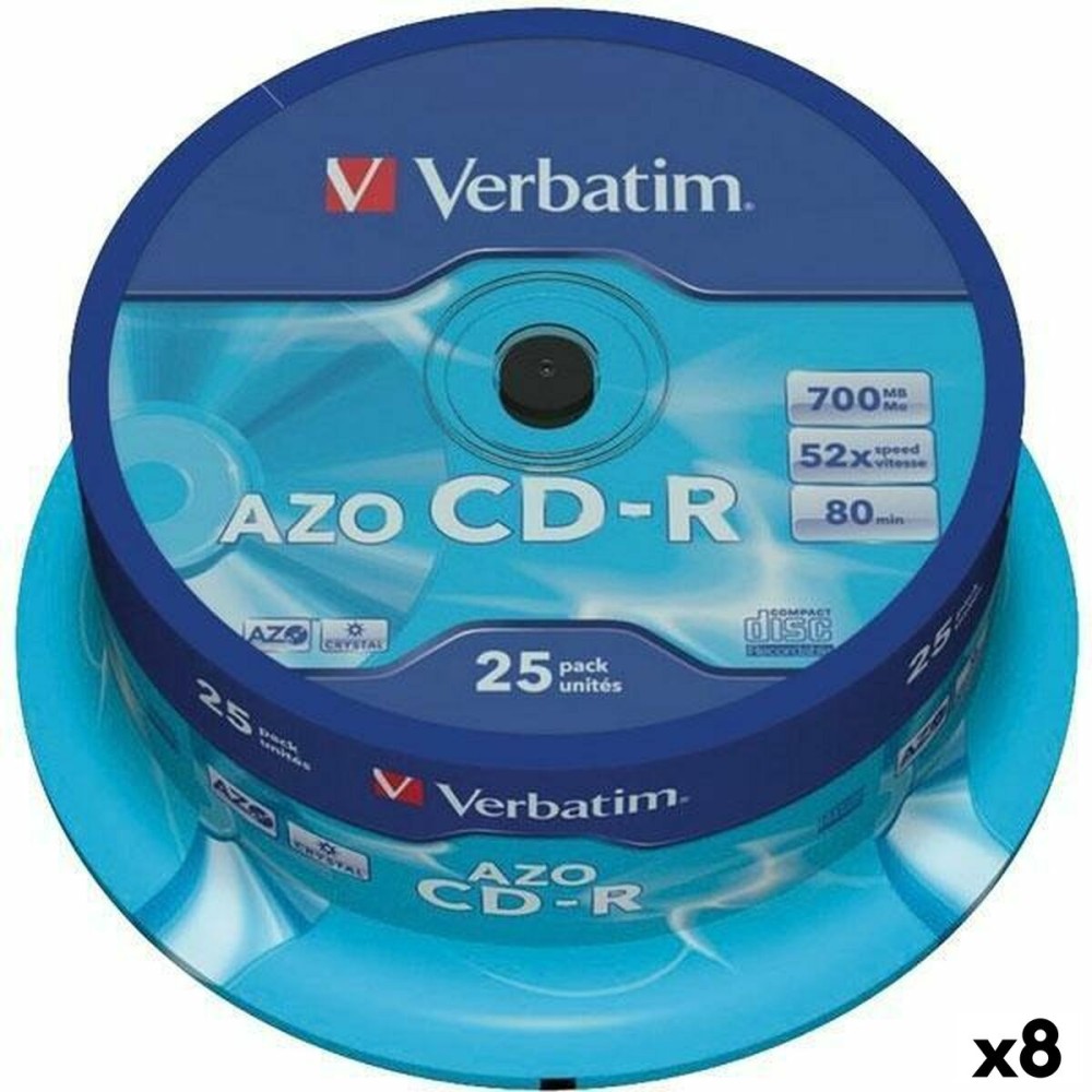 CD-R Verbatim Azo 700 MB 52x 25 Pièces (8 Unités)