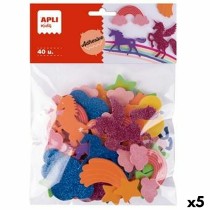 Eva Rubber Apli Multicolour Eva Rubber unicornios (40 Pieces) (5 Units)