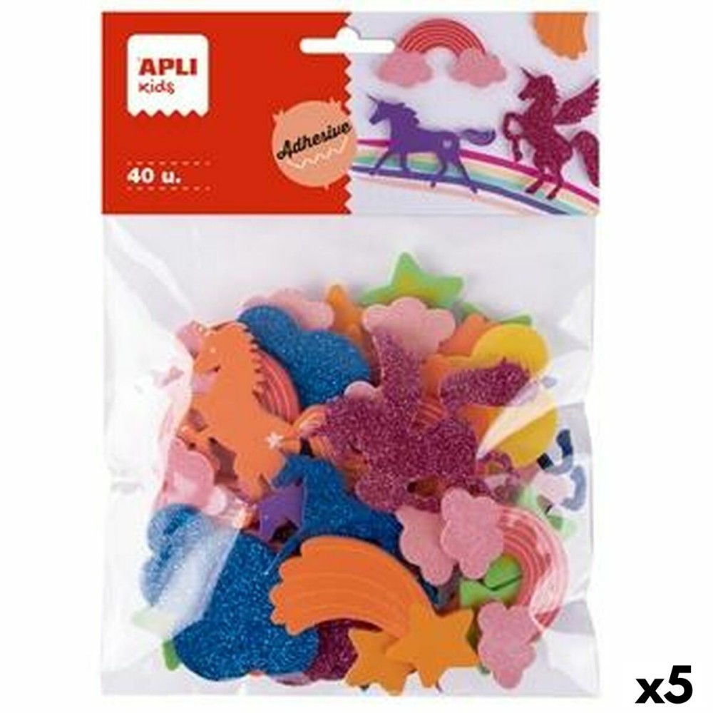 Eva Rubber Apli Multicolour Eva Rubber unicornios (40 Pieces) (5 Units)