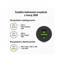 Ladegerät fürs Auto Green Cell CADM-GC-38AC Schwarz 38 W