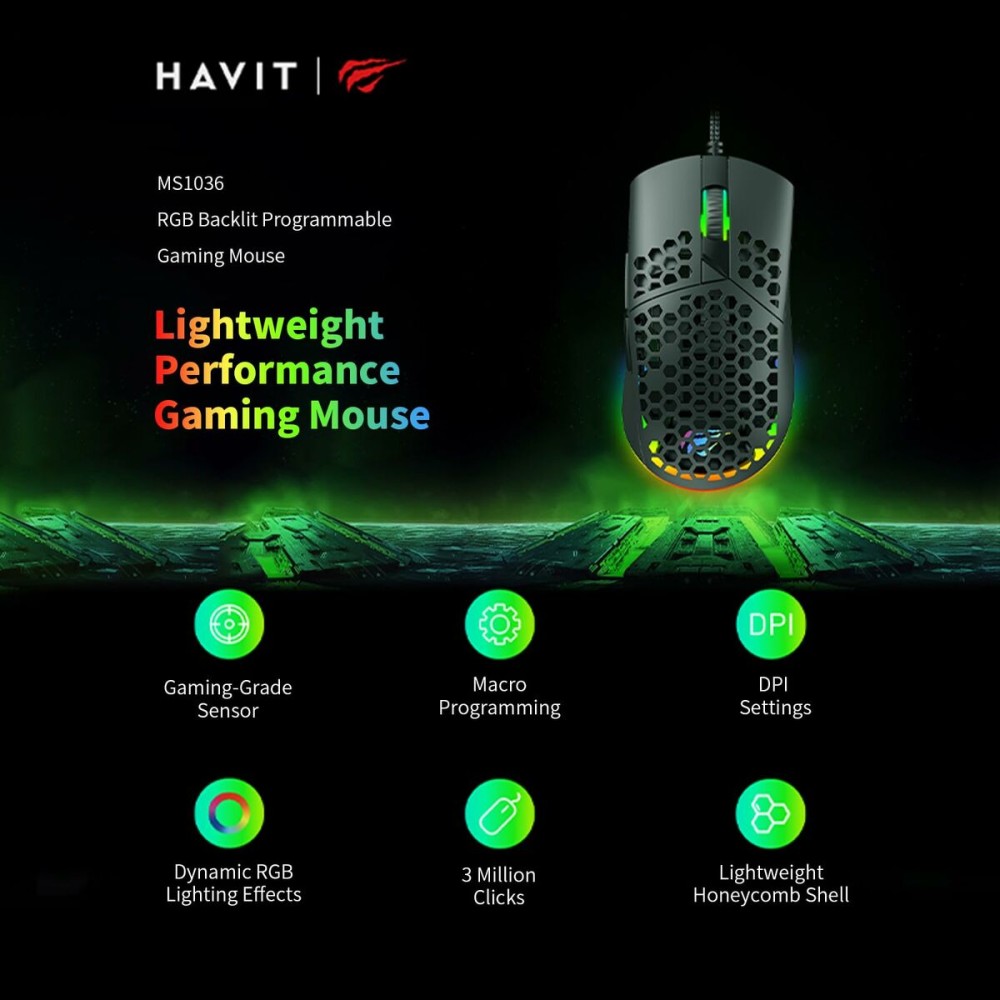 Souris Gaming Havit MS1036 Noir