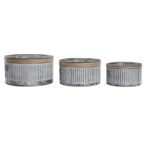 Set de pots de fleurs DKD Home Decor Marron Gris Métal Corde Vintage Usé 38 x 38 x 21 cm