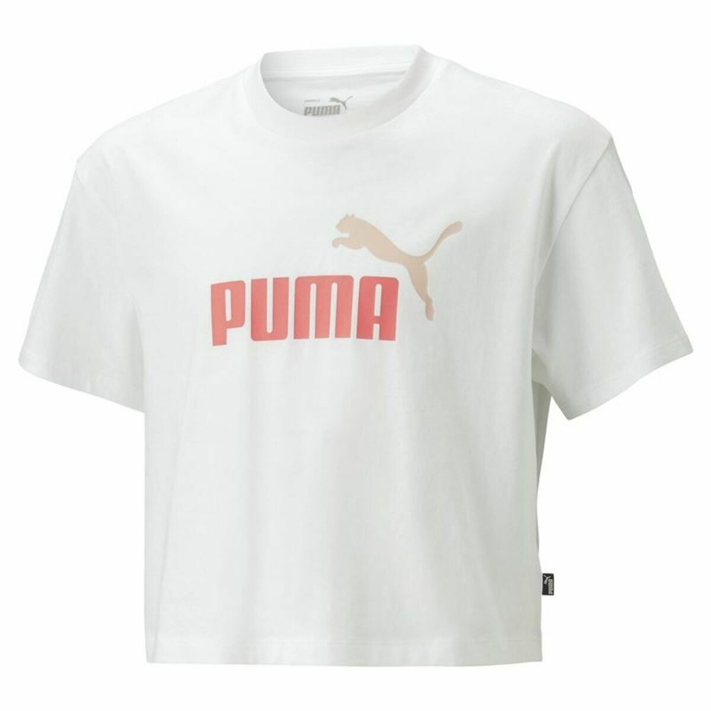 Kurzarm-T-Shirt für Kinder Puma Logo Cropped  Weiß