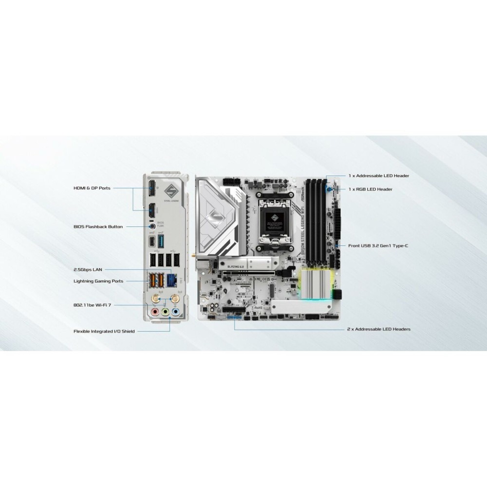 Carte Mère ASRock B850M Steel Legend WiFi Intel Wi-Fi 6 AMD AM5 AMD B850