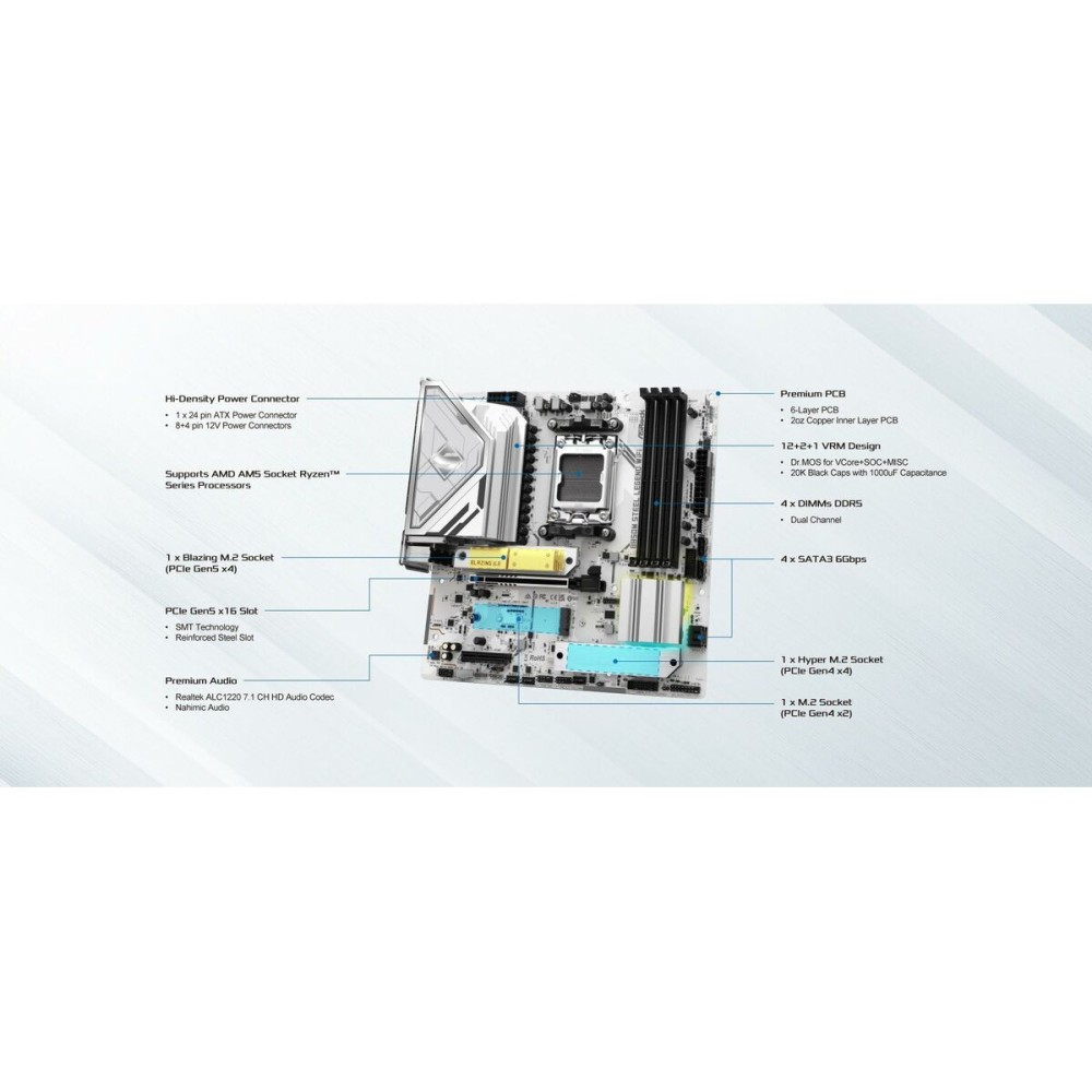 Carte Mère ASRock B850M Steel Legend WiFi Intel Wi-Fi 6 AMD AM5 AMD B850