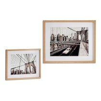 Painting Gift Decor 94949 Brown Wood Glass 43 x 3 x 53 cm Bridge