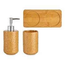 Bath Set Berilo PLH03242-3 PLH03242-3 Camel Bamboo polypropylene ABS Stoneware Squares 9 x 18,5 x 20 cm