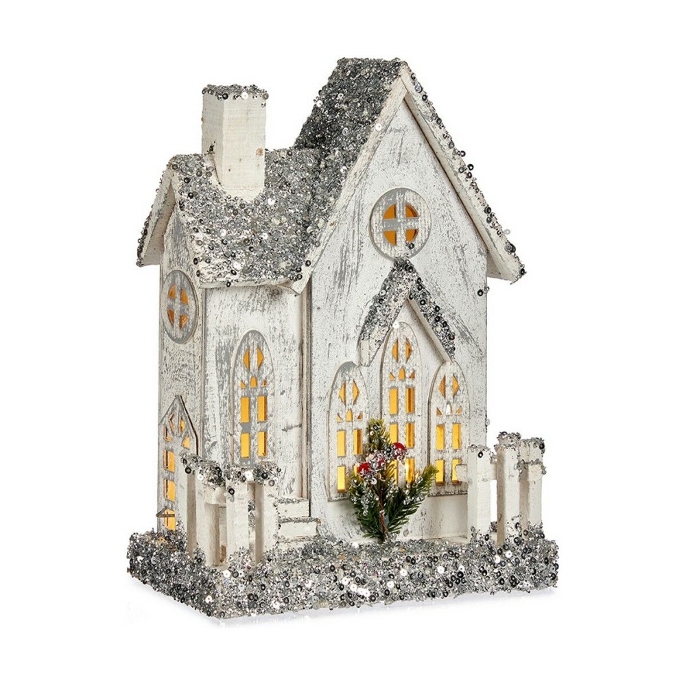 Decorative Figure Krist+ YF19-71 YF19-71 White Grey Glitter House Christmas 24,5 x 32 x 12 cm LED Light