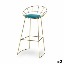 Hocker Gift Decor 026SILLA BAR C 026SILLA BAR C Blau Gold Polyester Eisen 51 x 94 x 52 cm (2 Stück)