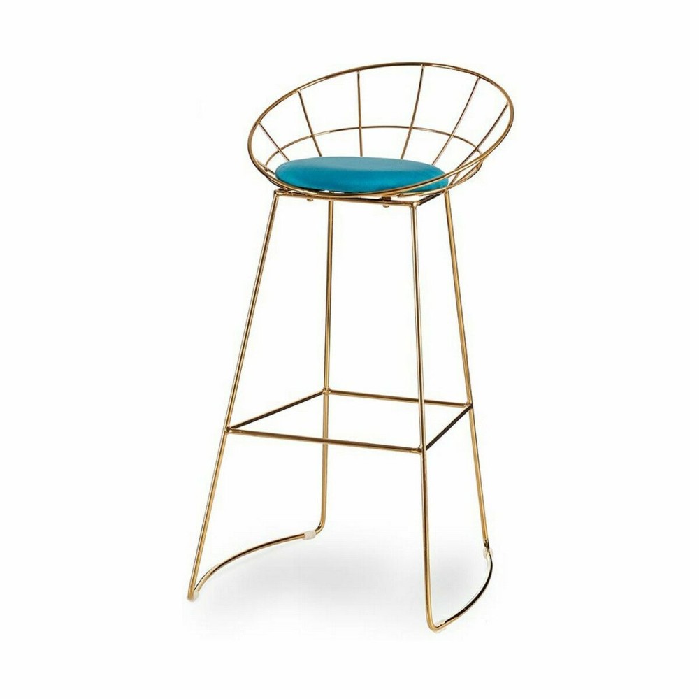 Tabouret Gift Decor 026SILLA BAR C 026SILLA BAR C Bleu Doré Polyester Fer 51 x 94 x 52 cm (2 Unités)