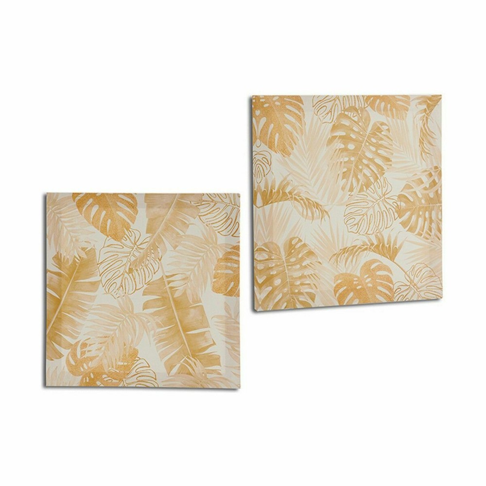 Leinwand Gift Decor PC341809 PC341809 Gold Pflanzenblatt 28 x 28 x 1,5 cm (36 Stück)