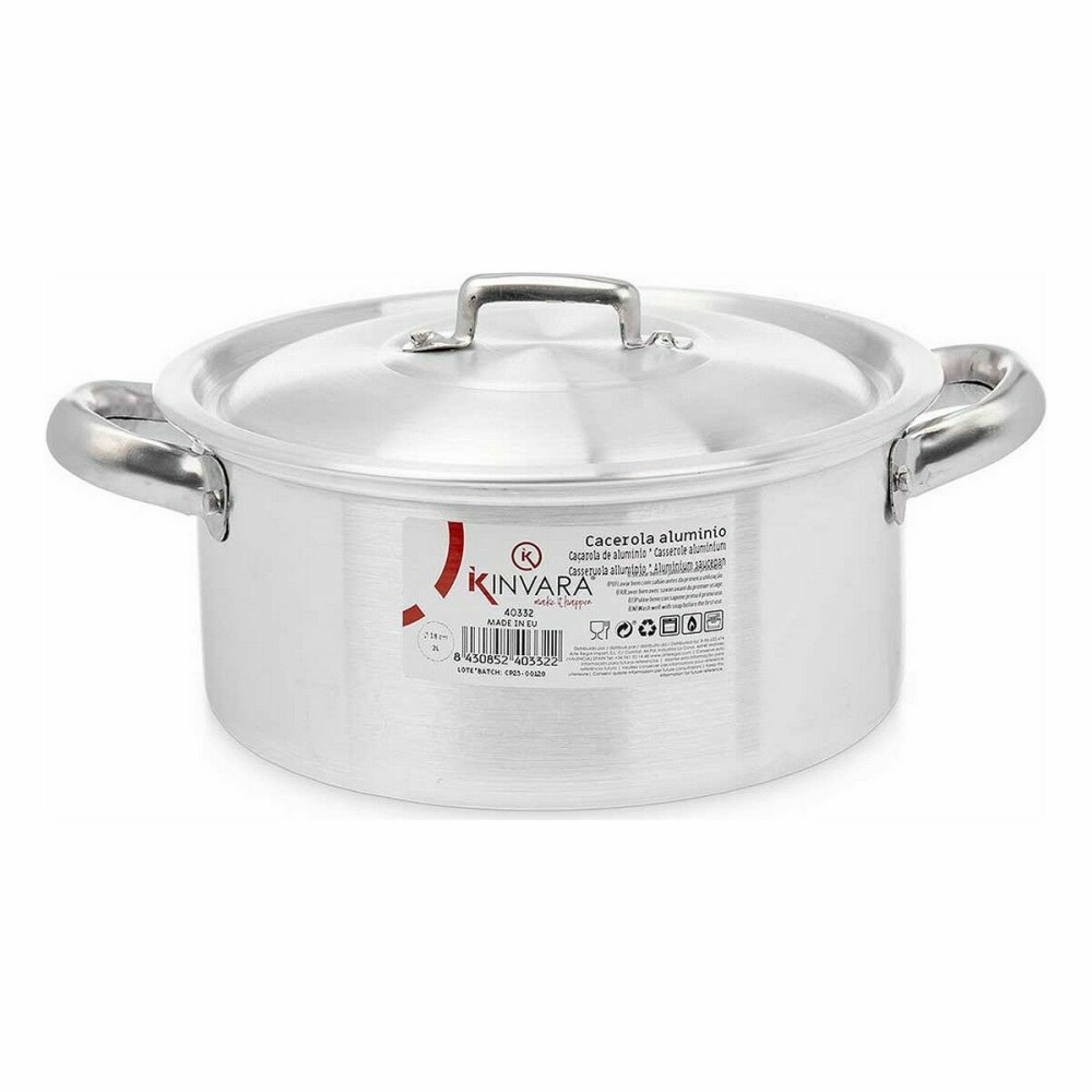 Casserole avec Couvercle Kinvara 100004 100004 Argenté 25 x 11,5 x 18 cm 18 x 11,5 x 25 cm (10 Unités)