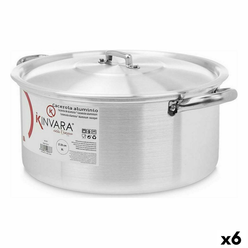 Casserole avec Couvercle Kinvara 100009 100009 Argenté 8 L 38 x 16 x 30,5 cm (6 Unités)