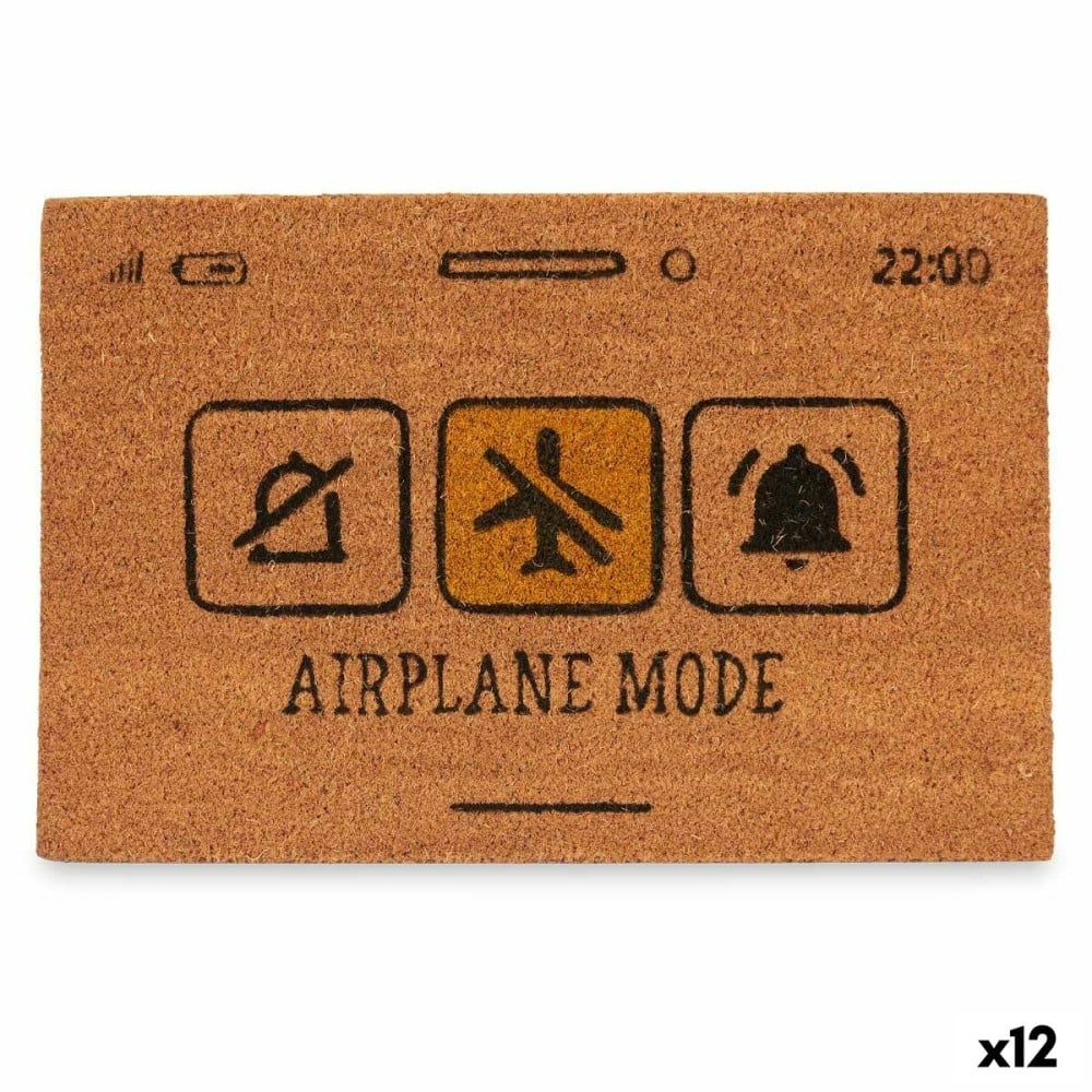 Fußmatte Gift Decor FELPUDO AIRPLANE MOD Airplane Mode Gelb Schwarz natürlich PVC Kokosnuss Faser 60 x 1 x 40 cm (12 Stück)