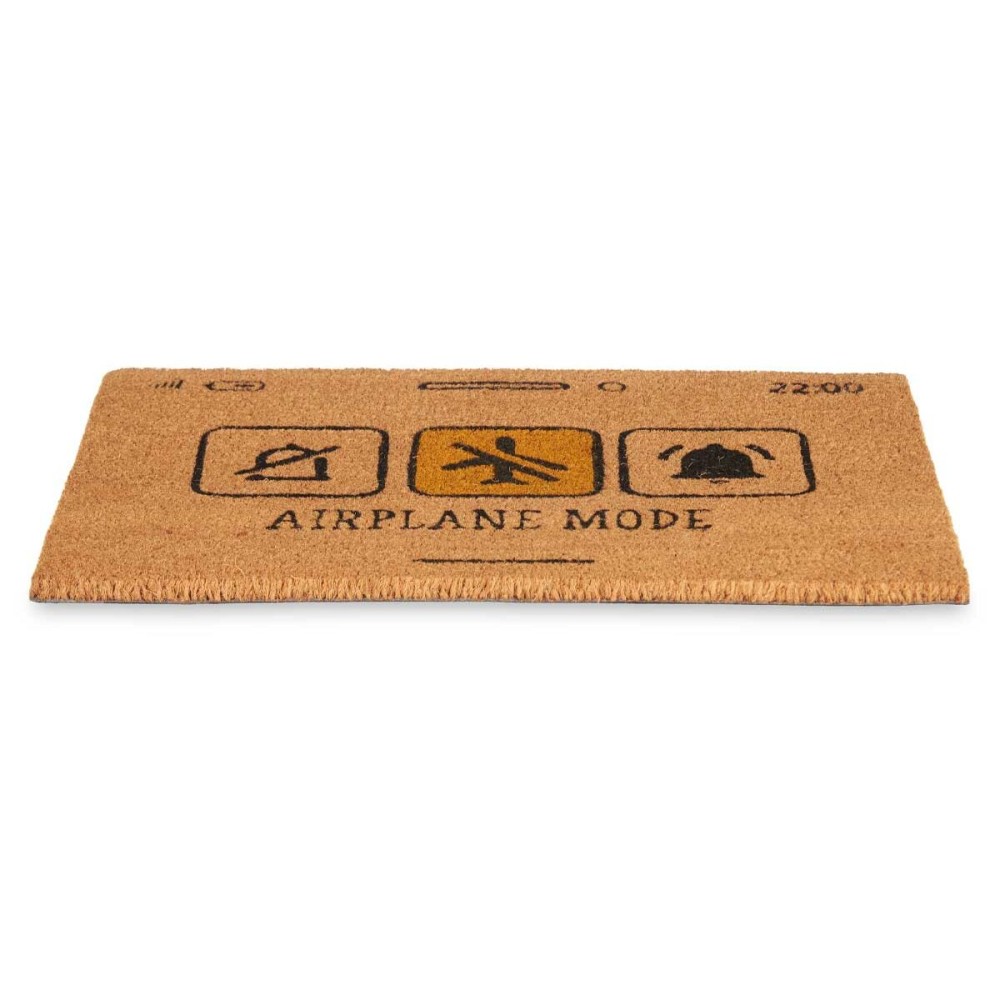 Doormat Gift Decor FELPUDO AIRPLANE MOD Airplane Mode Yellow Black Natural PVC Coconut Fibre 60 x 1 x 40 cm (12 Units)