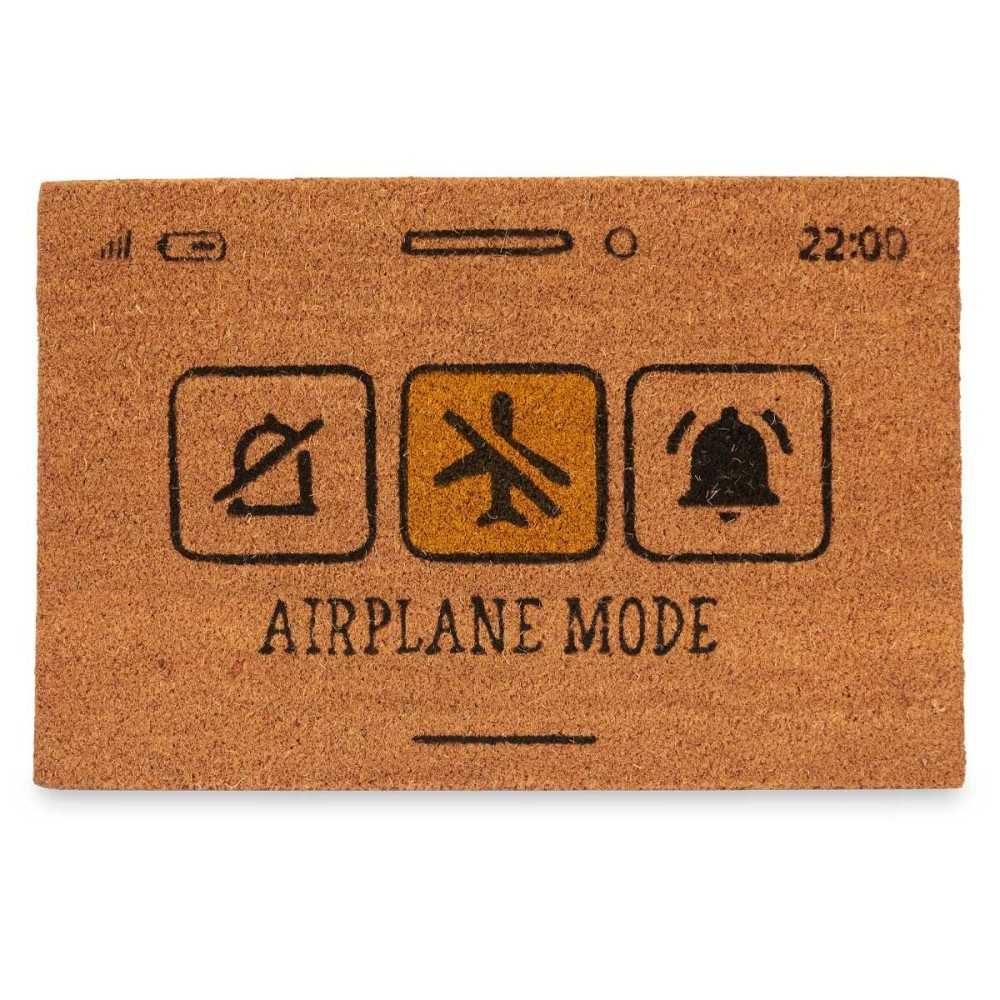 Fußmatte Gift Decor FELPUDO AIRPLANE MOD Airplane Mode Gelb Schwarz natürlich PVC Kokosnuss Faser 60 x 1 x 40 cm (12 Stück)