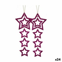 Weihnachtsdekoration Set Krist+ 91775 91775 Pink Kunststoff Glitzernd Stern 19 x 0,2 x 23 cm 10 x 23 x 0,4 cm (24 Stück)