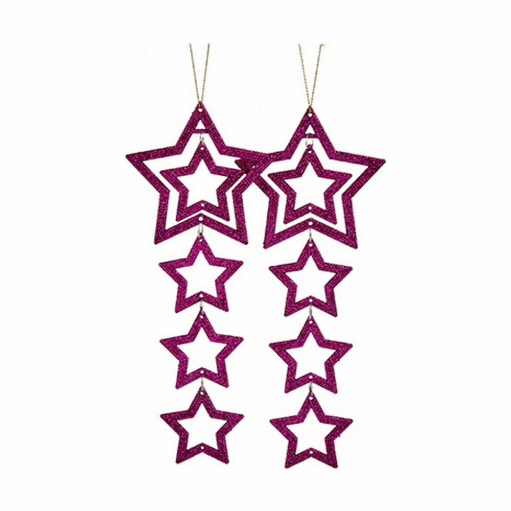 Weihnachtsdekoration Set Krist+ 91775 91775 Pink Kunststoff Glitzernd Stern 19 x 0,2 x 23 cm 10 x 23 x 0,4 cm (24 Stück)