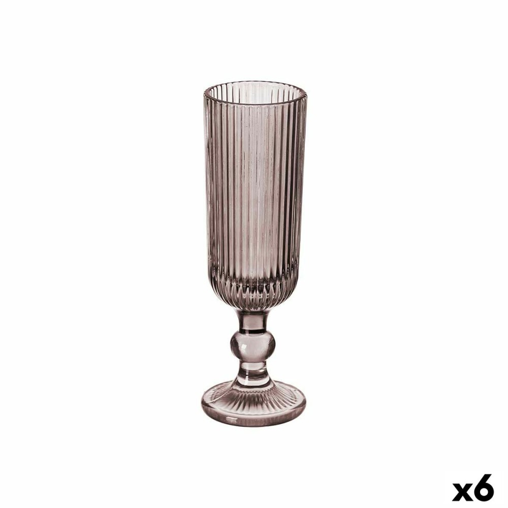 Coupe de champagne Vivalto OCT-DK80006C OCT-DK80006C Gris Rose verre 160 ml Rayures (6 Unités)