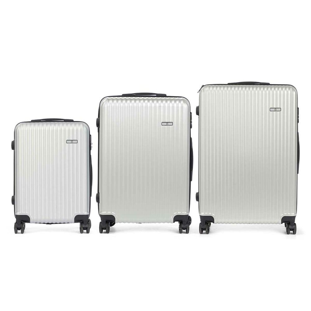Set of suitcases HT-017G-3 HT-017G-3 Light grey Stripes 3 Pieces