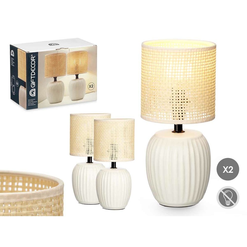 Lampe de bureau Gift Decor 10953 Blanc 60 W 2 Unités