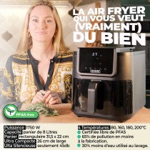 Heißluftfritteuse Bourgini 184172 Schwarz 8 L