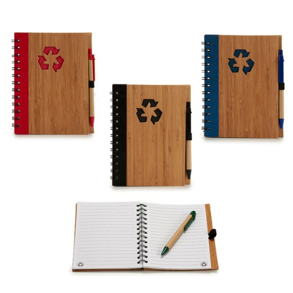 Spiral Notebook with Pen Bamboo 1 x 18 x 14 cm (12 Units)