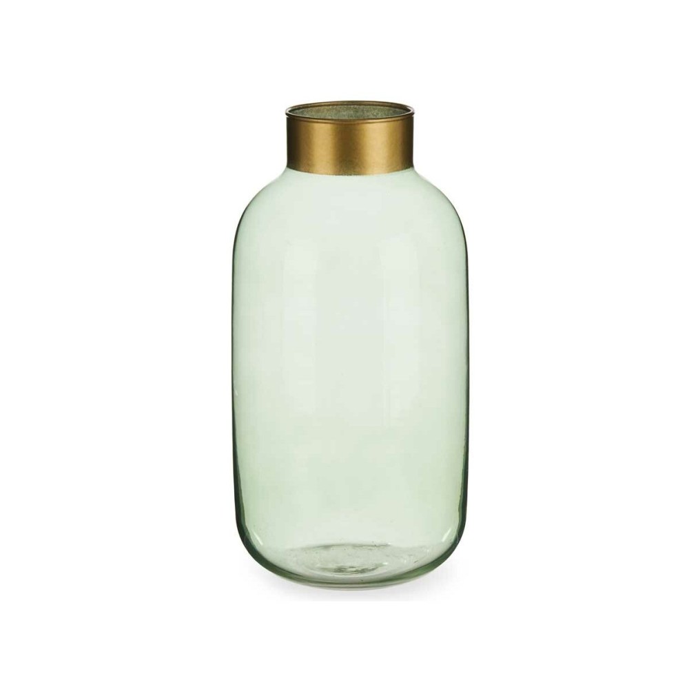 Vase Gift Decor V1530IP-G V1530IP-G Green Golden Glass 14,5 x 29,5 x 14,5 cm (6 Units)