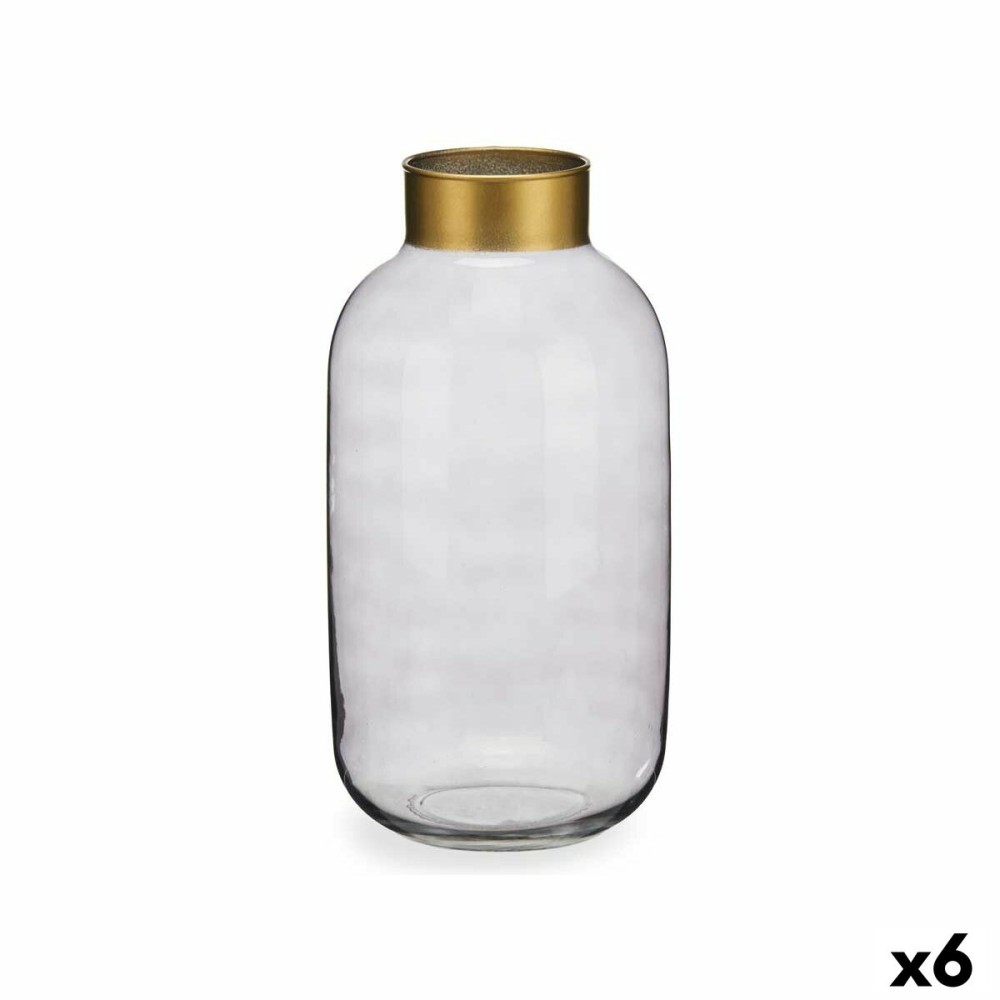 Vase Gift Decor V1530IP-S V1530IP-S Grau Gold Glas 14,5 x 29,5 x 14,5 cm (6 Stück)