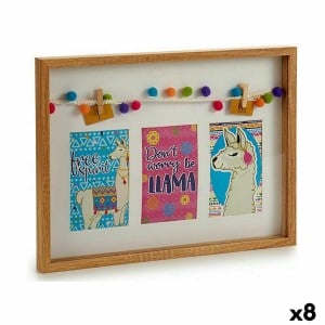 Wall photo frame Gift Decor 8K722946T 8K722946T Multicolour Wood Llama Tassels (8 Units)
