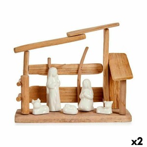 Weihnachtskrippe Krist+ 20A208-25 20A208-25 Weiß natürlich Holz aus Keramik 10 x 21 x 25 cm (2 Stück)