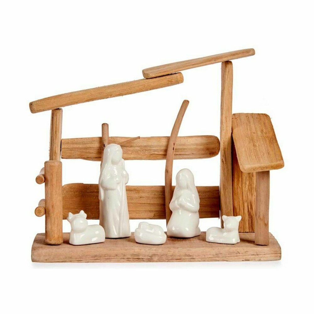 Weihnachtskrippe Krist+ 20A208-25 20A208-25 Weiß natürlich Holz aus Keramik 10 x 21 x 25 cm (2 Stück)