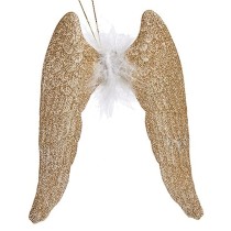 Weihnachtsschmuck Krist+ 91760 91760 Champagne Kunststoff Glitzernd Engelsflügel 12,5 x 15 x 2,5 cm (24 Stück)