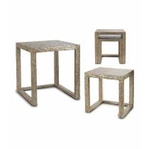 Set of 2 tables Gift Decor TLC-82020/2 BIG-S3603662 White Beige Golden 42,5 x 61 x 60 cm (2 Pieces) (2 Units)