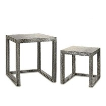 Beistelltisch Gift Decor TLC-82020/2 BIG-S3603676 Grau Perlmutt 42,5 x 61 x 60 cm (2 Stücke) (2 Stück)