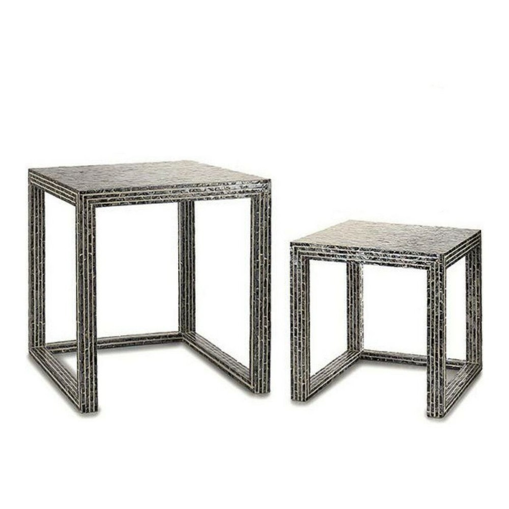 Side table Gift Decor TLC-82020/2 BIG-S3603676 Grey Mother of pearl 42,5 x 61 x 60 cm (2 Pieces) (2 Units)