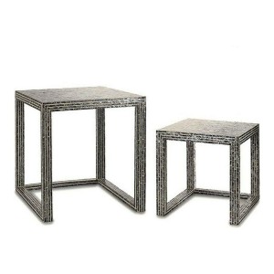 Side table Gift Decor TLC-82020/2 BIG-S3603676 Grey Mother of pearl 42,5 x 61 x 60 cm (2 Pieces) (2 Units)